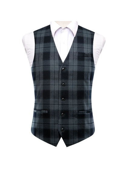 Men's Formal Vest – Retro Plaid Waistcoat for Weddings & Special Occasions