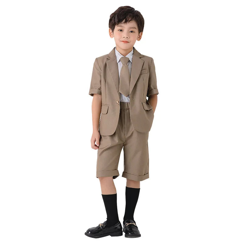 Child School Uniform Girls Korean Jacket Pleated Dress Summer Outfits Boys Blazer Formal Suits Shorts Kids Student Clothes Sets