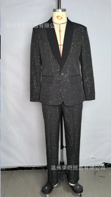 High-quality Fashionable Banquet Party Men's Clothing - European-style Shiny Banquet Stylish Men's Suit Sets