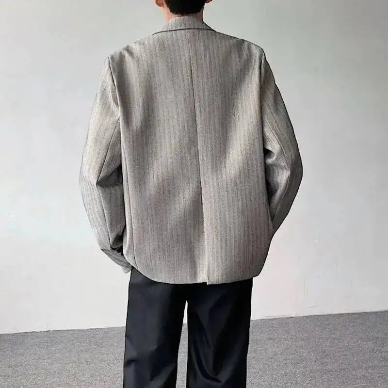 Layer Original Fake Design Two Piece Blazer Double Coat Men's 2025 Spring Elegant Temperament Stripe Casual Jacket JY7367