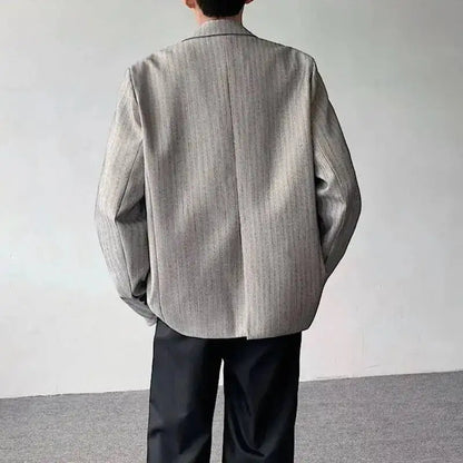 Layer Original Fake Design Two Piece Blazer Double Coat Men's 2025 Spring Elegant Temperament Stripe Casual Jacket JY7367