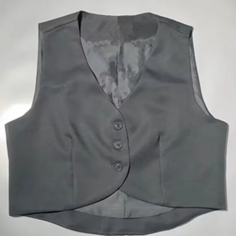 Xiaoxiangfeng Women's Vest Spring Summer New Short Suit Vest Fashion V-Neck Sleeveless Jacket Female Short Blazer Vest Waistcoat