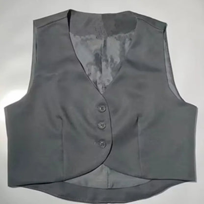 Xiaoxiangfeng Women's Vest Spring Summer New Short Suit Vest Fashion V-Neck Sleeveless Jacket Female Short Blazer Vest Waistcoat