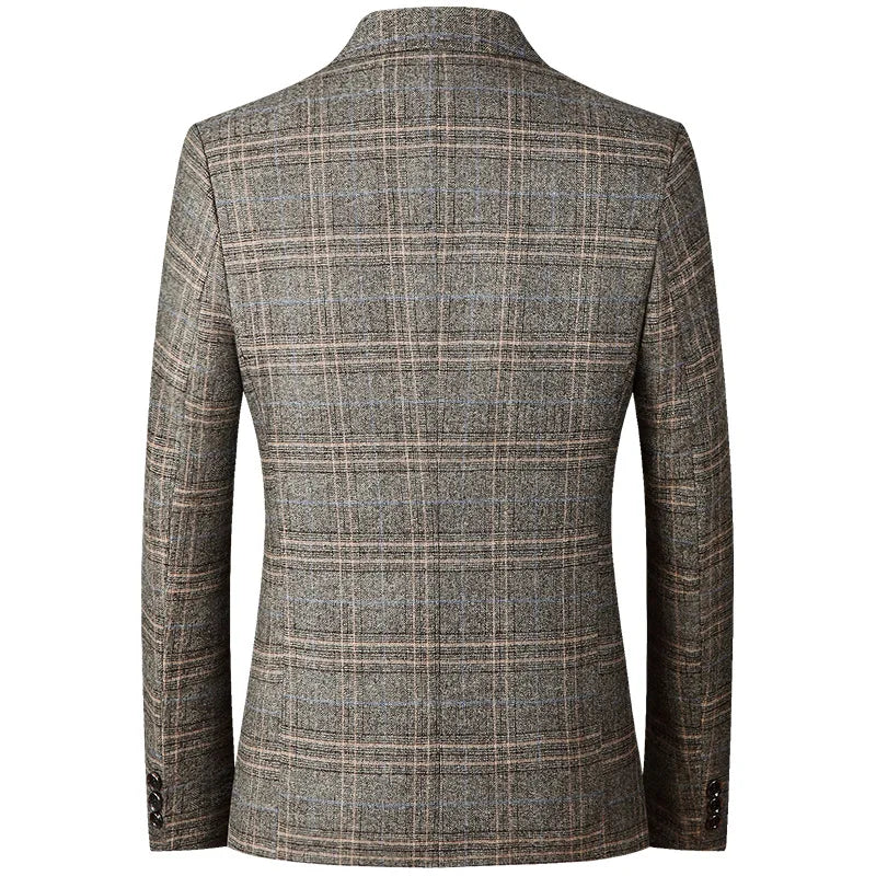 New Men's Plaid Blazer Male Suit Jacket Classic Slim Business Casual Blazers Men Clothing Wedding Suit Coats 4XL
