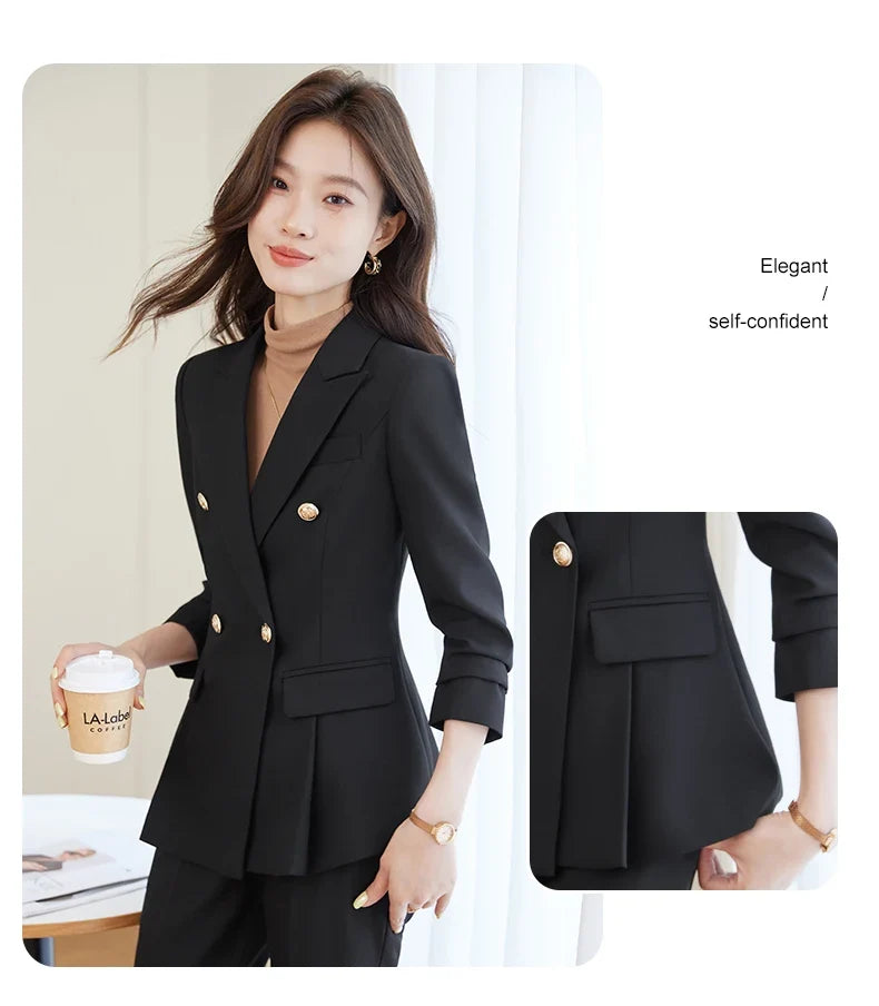 Elegant and fashionable professional women's high-quality two-piece suit jacket + pants. 2025 autumn/winter new styles