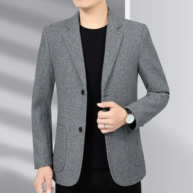 Blazer Men's Business Gentleman Wedding Fashionable Solid Color Best Man, Slimming and Casual Middle-aged and Elderly Blazer