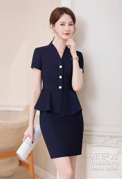 Short Sleeve Suit Professional Set Summer Hotel Management Front Desk Reception Manager Workwear Waiter Uniform Formal Wear