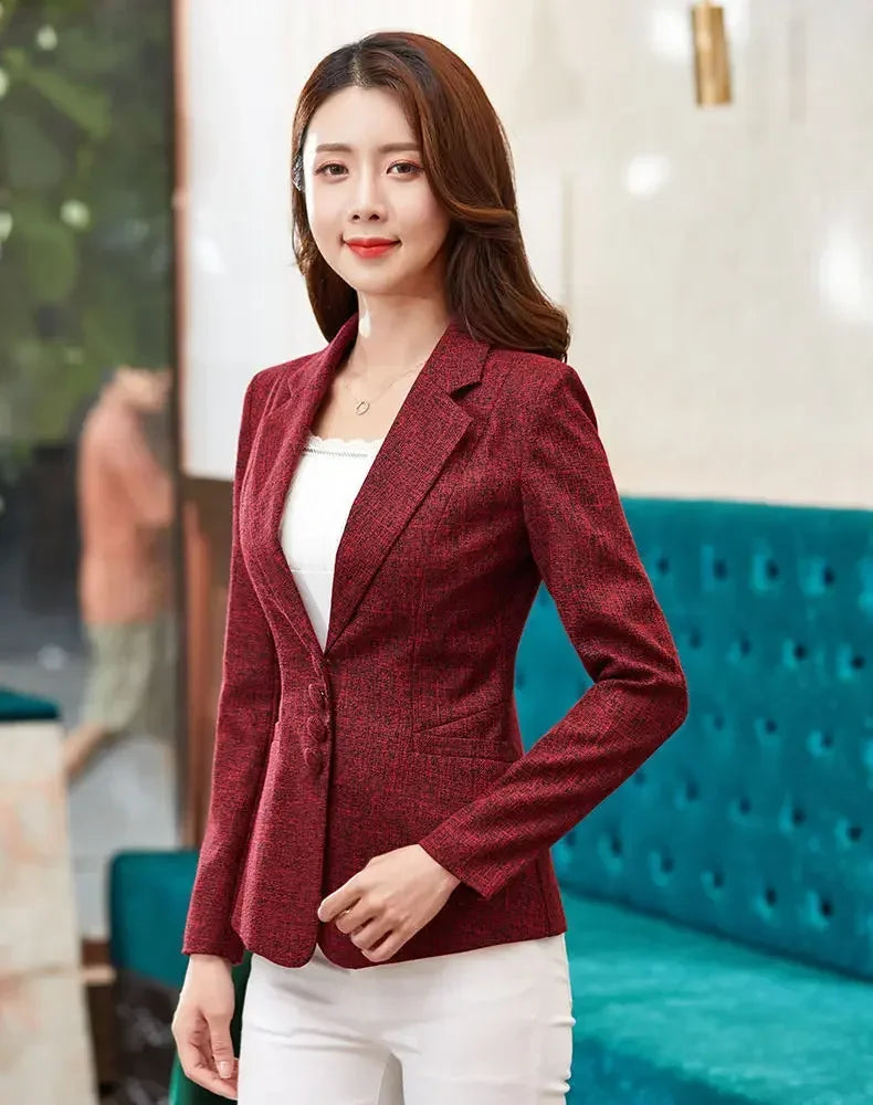 Fashion Women Blazers Jackets Work 2025 Office Lady Suit Slim Single Breasted Business Female Blazer Coats Formal Veste Femme