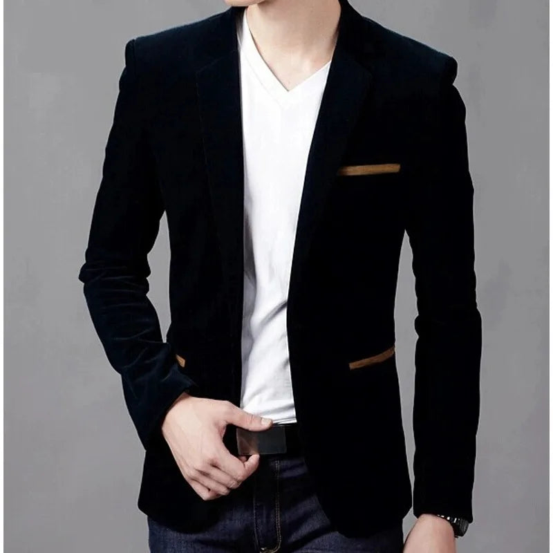 Blazer: A Fashionable Outdoor Men's Travel Gentleman's Versatile Solid-color Trend Leader for Casual and Breathable Wear. Blazer