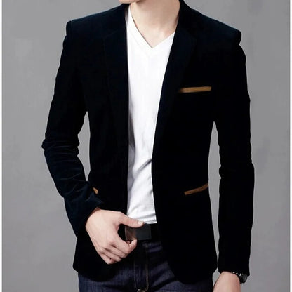 Blazer: A Fashionable Outdoor Men's Travel Gentleman's Versatile Solid-color Trend Leader for Casual and Breathable Wear. Blazer