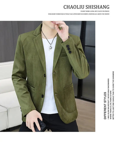 Blazer's New Men's Fashion Outdoor Travel Camping Youth Wedding Hosting Campus Slimming Casual Solid Color Korean Version Blazer