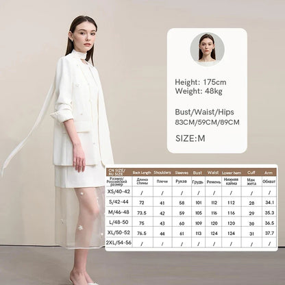 Women's Jacket 2026 Autumn New Elegant Commuter Beaded Flower Chiffon Streamer Tie Blazers Solid Loose V-Neck Top 12641078