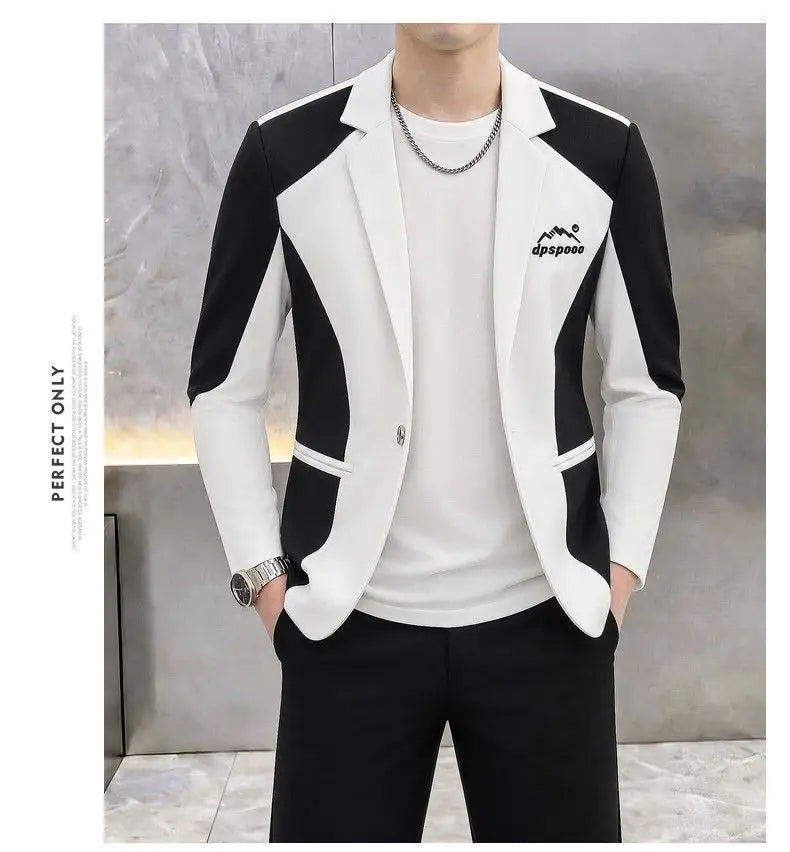 High-Quality Fashionable Autumn Winter Plaid Suit Men's Slim Fit Single-Breasted Jacket Youth Stylish Outerwear Top for Men