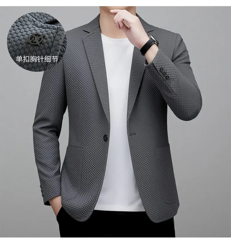 Men's Slim Fit Plaid Blazer for Weddings, Business & Casual Wear – Single Breasted