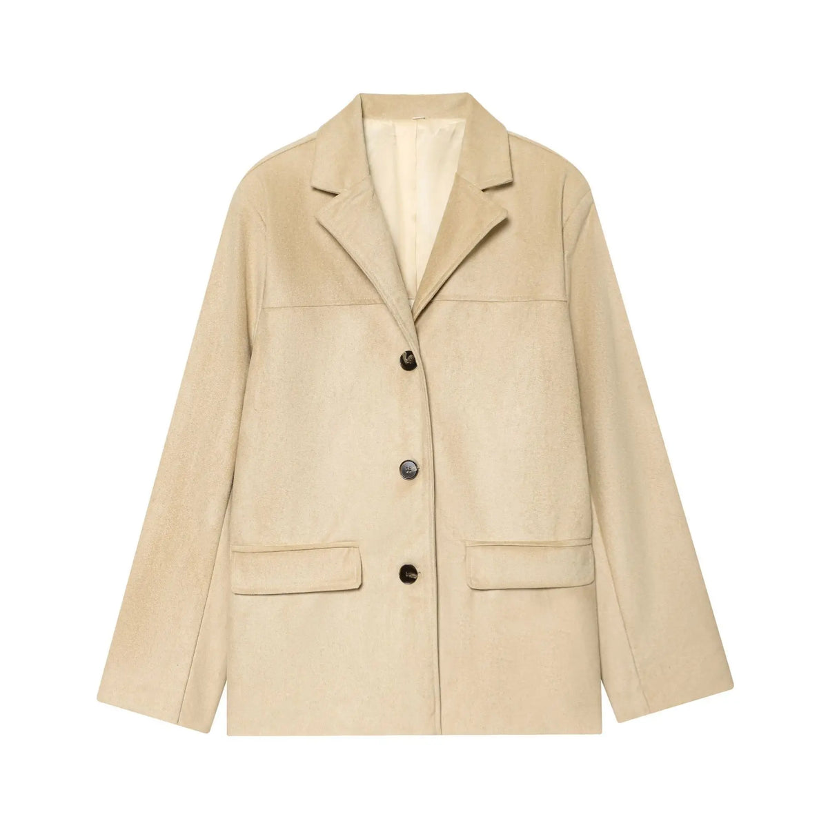 Spring Autumn New Women's Blazer Notched Collar Single Breasted Faux Suede American Retro Office Lady Elegant Coats HK15865