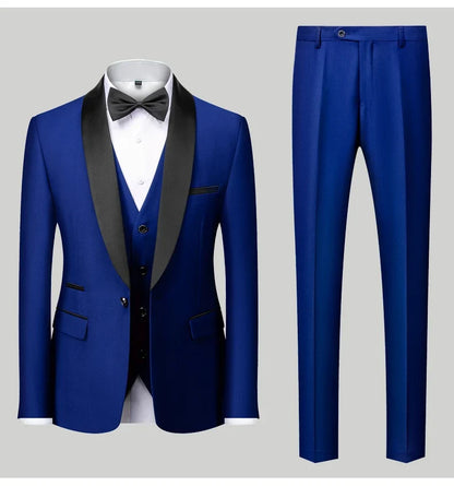 Men's Slim Fit Formal Suit Set – Blazer, Vest & Pants for Weddings & Parties