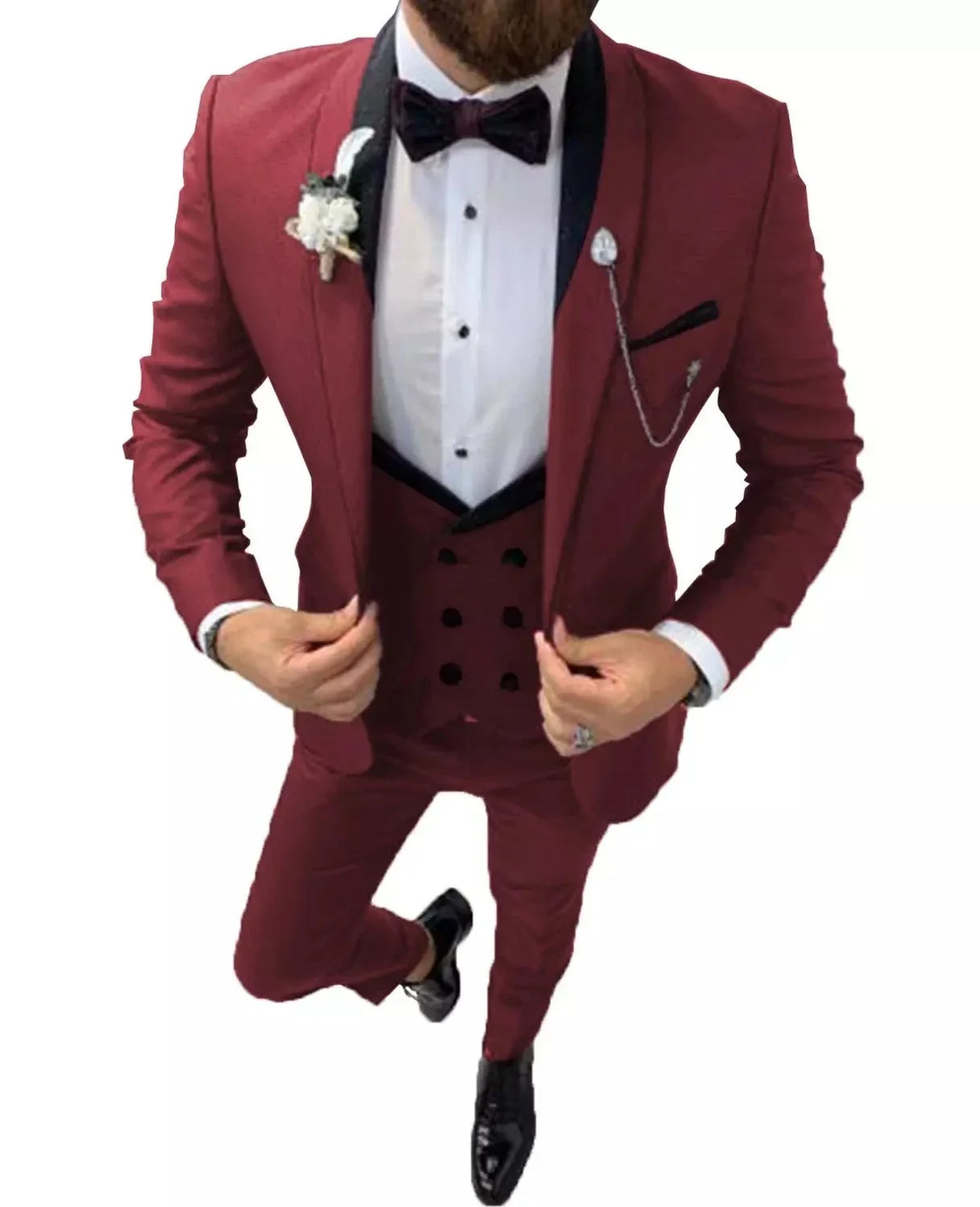 Custom Made Navy Blue Wedding Suits For Men Slim Fit Prom Party Suits Groom Tuxedos 3 Pieces Formal Men Suits Jacket+Pants+Vest