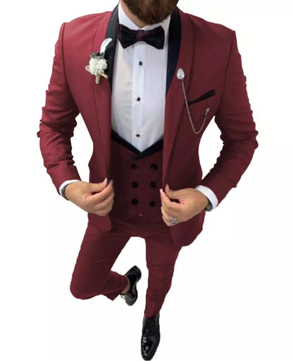 Custom Made Navy Blue Wedding Suits For Men Slim Fit Prom Party Suits Groom Tuxedos 3 Pieces Formal Men Suits Jacket+Pants+Vest