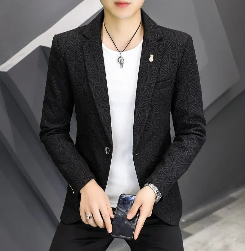 Men's Slim Fit Blazer – Single Button Casual Suit Jacket for Autumn & Winter