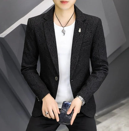 Men's Slim Fit Blazer – Single Button Casual Suit Jacket for Autumn & Winter