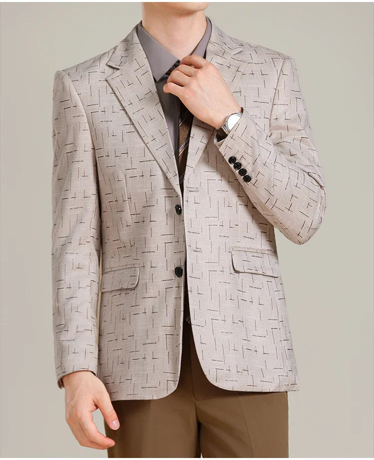 Autumn/Winter Korean Jacquard Casual Suit Jacket Men Slim Business Office Formal Suit Jackets Social Wedding Blazer Masculino