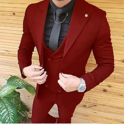 Black Men Suits Groom Wear Tuxedos Prom Dresses Best Man Party Suit Business Suit Three Pieces Suit ( Jacket+Pants+Vest)