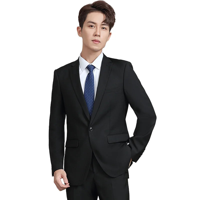 Men's Slim Fit Single Breasted Suit – Casual & Formal Two-Piece Set for Weddings & Business