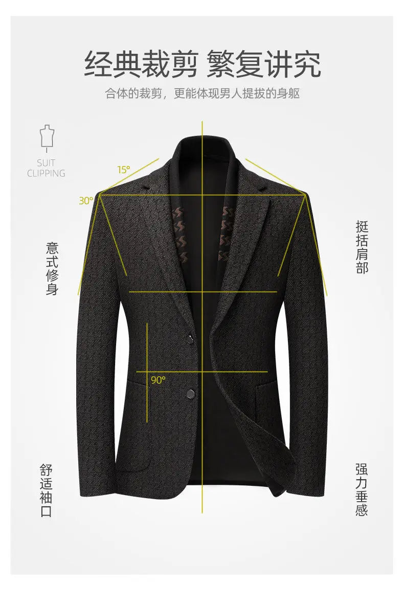 2026 Blazer's New Men's Fashion Business Outdoor Banquet Versatile Wedding Hosting Dress, Actor Gentleman Casual Scarf Blazer