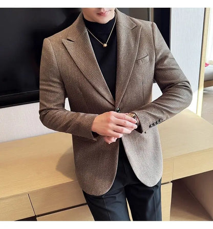 Men's Blazer Single Breasted Slim Fit Korean Style Casual Suit Jacket