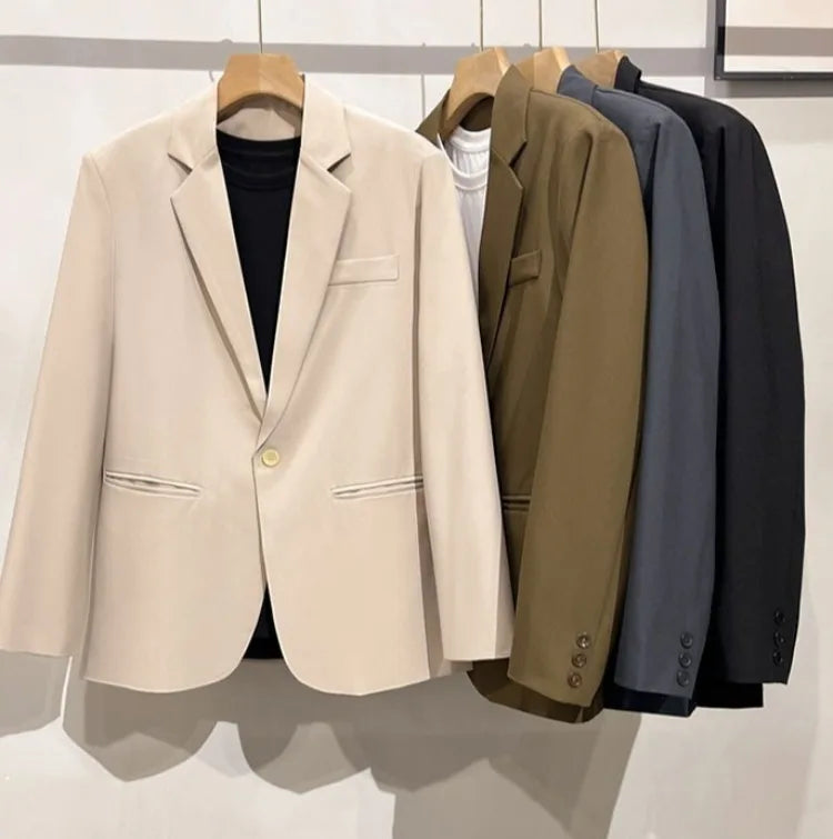 Men 2026 Korean Style Loose Blazer Spring Autumn Versatile Casual Suit Jacket Trendy Handsome Outerwear