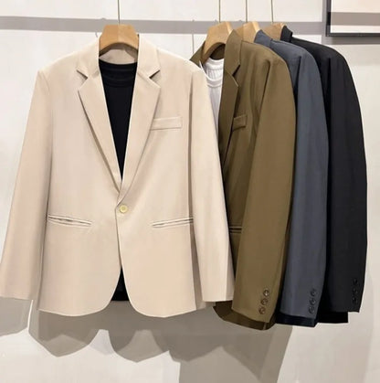 Men 2026 Korean Style Loose Blazer Spring Autumn Versatile Casual Suit Jacket Trendy Handsome Outerwear