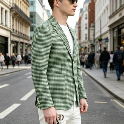 Men's Plaid Blazer Slim Fit Business Casual Checkered Suit Jacket Lightweight Notched Lapel Sport Coats for Office Daily Wear