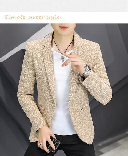 Men's Slim Fit Stand Collar Blazer | Smart Casual Single Breasted Jacket for Men | White, Black & Khaki