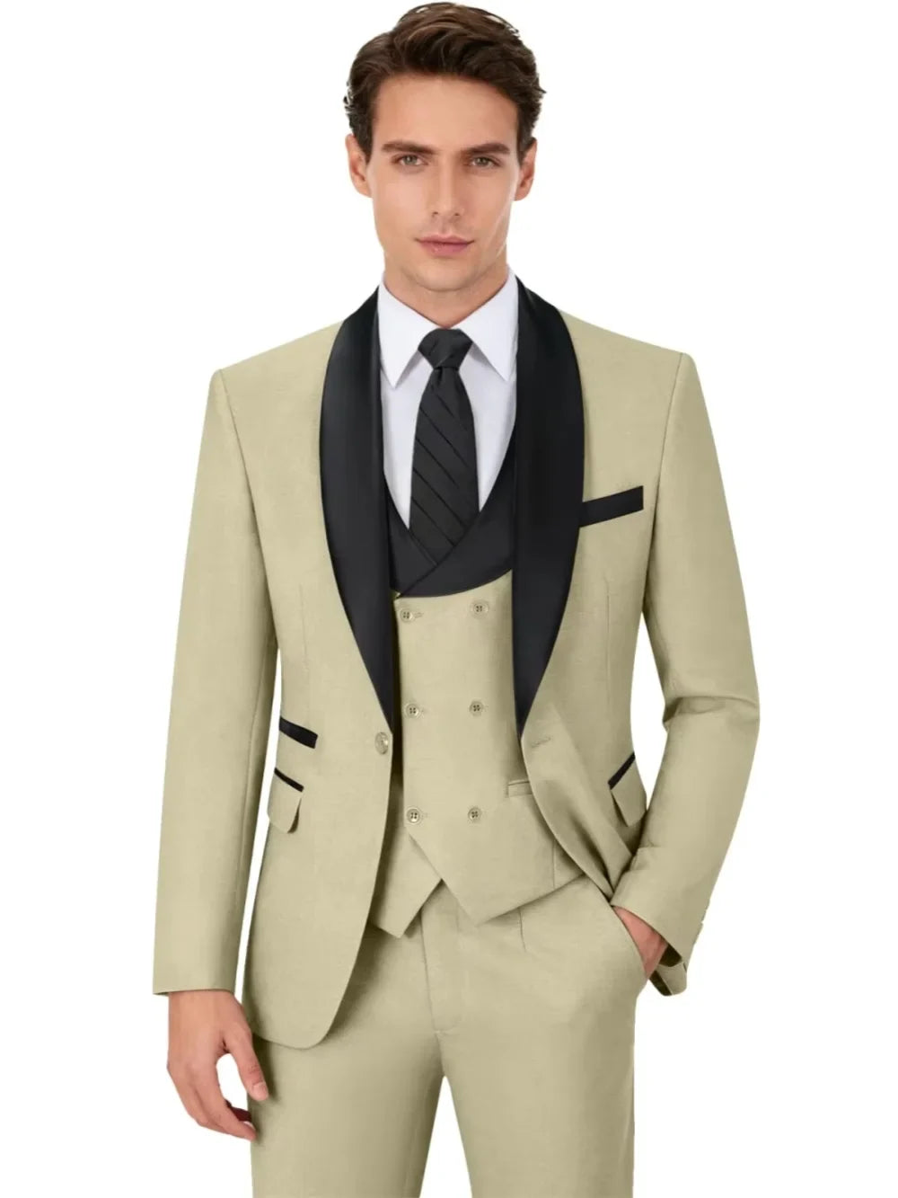 Multi-colors Men's Handsome Suits 3 Pieces Banquet Party Wear Classic Shawl Lapel Suit Set Wedding Groom Sets Plus Size Tuxedo