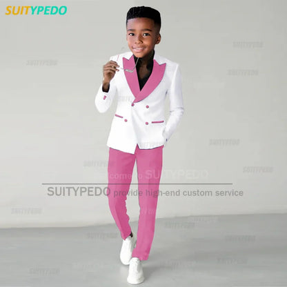 Fashion Children Suit Sets Luxury Wedding Party Flower Boys Slim Fit Costumes Graduation Ceremony Formal Blazer Pants Two Pieces