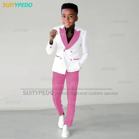 Fashion Children Suit Sets Luxury Wedding Party Flower Boys Slim Fit Costumes Graduation Ceremony Formal Blazer Pants Two Pieces