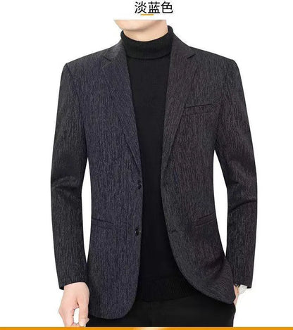 Men's Smart Casual Blazer Single Breasted Spring Autumn Jacket Black Dark Blue