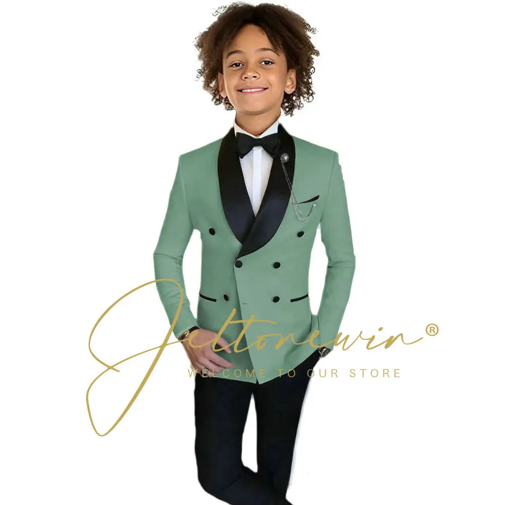 Boys Formal Suits Double Breasted Wedding Outfits Host Performance Costume for Children 2-16 Years Old Kids Birthday Blazer Set