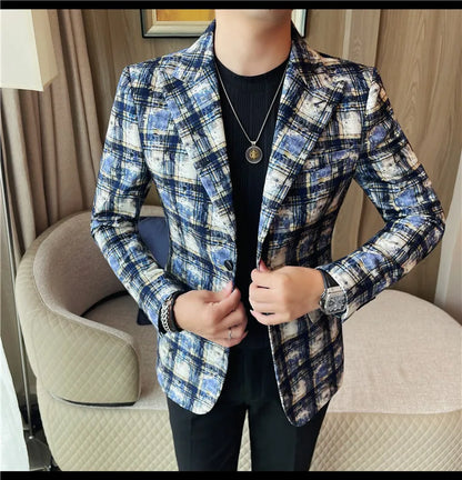Autumn Winter Casual Suit Jackets Men's Korean Trendy Slim Handsome Wedding Business Blazer Streetwear Social Daily Dress Coat