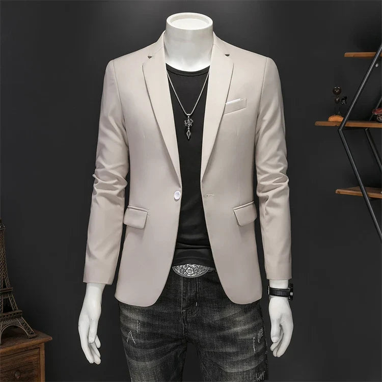 Men's Slim Fit Single-Breasted Blazer for Business Casual and Wedding Occasions