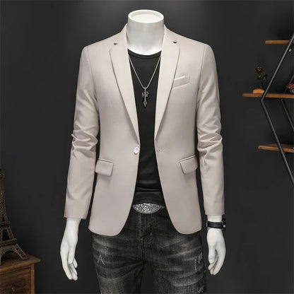 Men's Slim Fit Single-Breasted Blazer for Business Casual and Wedding Occasions