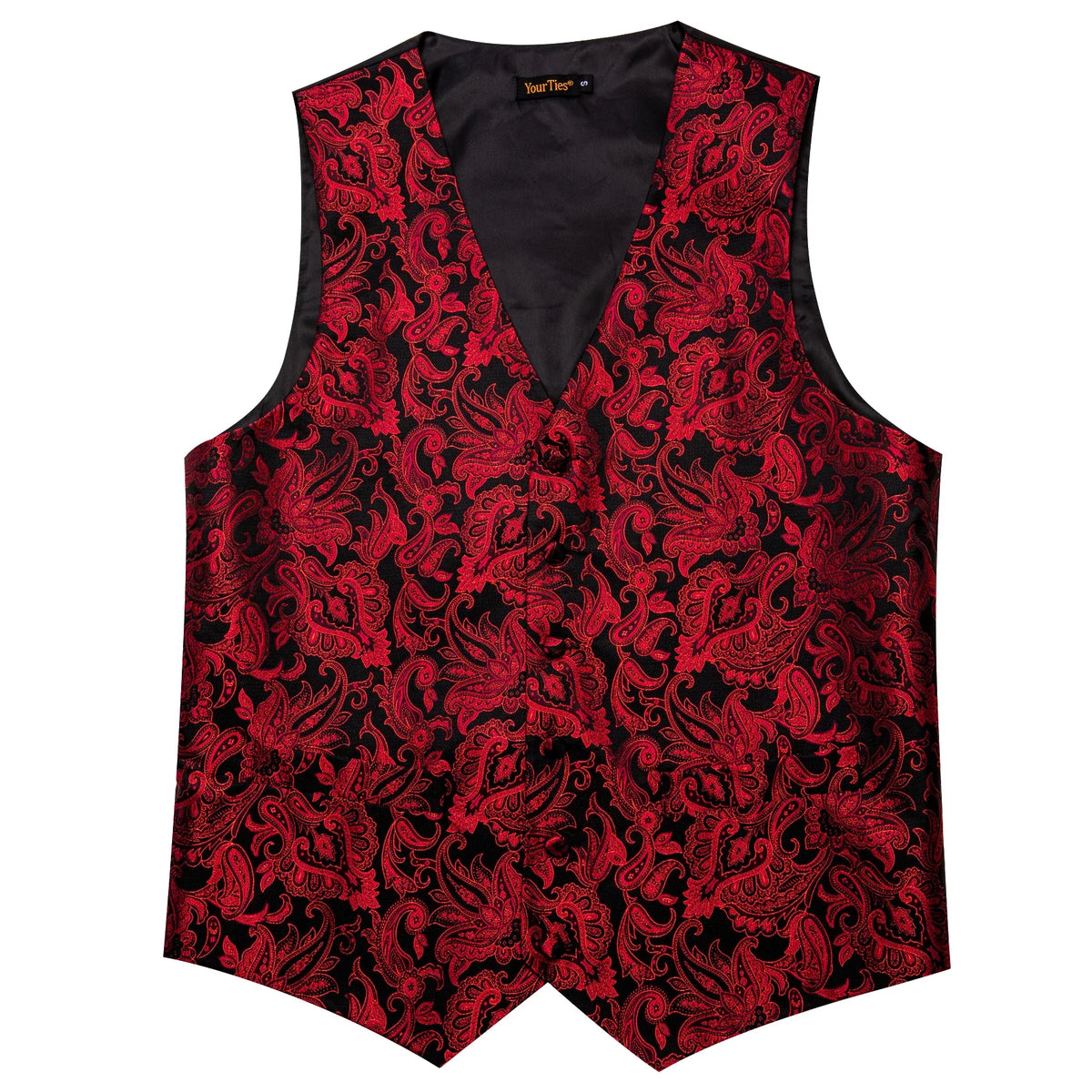 Men's Paisley Suit Vest Tie Set – Royal Blue, Red, Brown & Orange | Wedding & Business Waistcoat