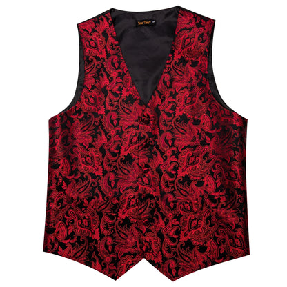 Men's Paisley Suit Vest Tie Set – Royal Blue, Red, Brown & Orange | Wedding & Business Waistcoat