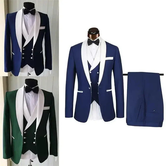 Italian Formal Men Wedding Suits Groom Tuxedo Slim Fit Prom Blazer Hombre High Quality Custom 3 Piece Set Jacket+Vest+Pants