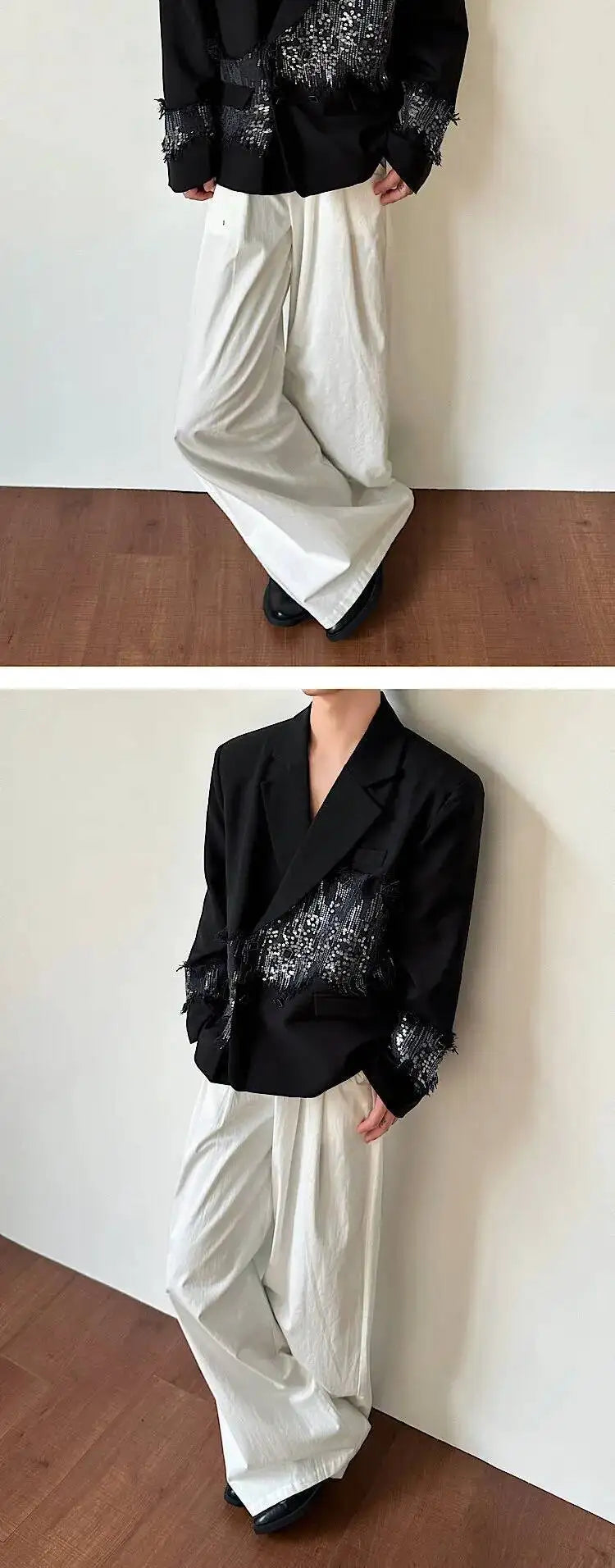 2026 Spring New Sequin Patchwork Design Blazer Coat Men's Trendy Luxury Original Night Club Outfit Casual Jacket JY6775