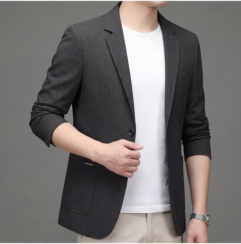 Men's Premium Thin Blazer Spring Summer Solid Color Breathable Cotton Linen Blend Business Casual Jacket Minimalist Office Urban