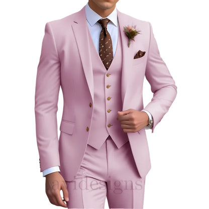 Elegant Men's Wedding Tuxedo Slim Blazer Pants Vest 3 piece Suit XS-5XL Custom Youth Suit 2025 New Style Suits