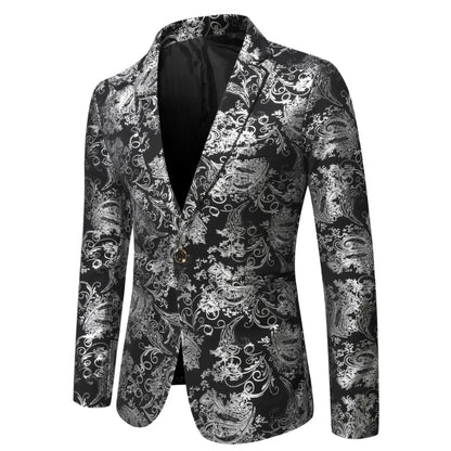 Blazer Mens Jacket Fashion Business Handsome British Style Casual Slim-fit Print Wedding Work Hot Chick At The Bar  Blazers