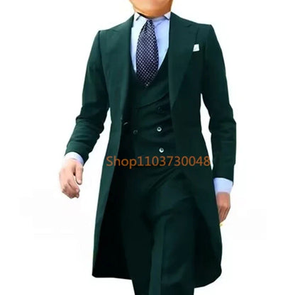 Costume queue de pie pour homme, costume de cérémonie, veste à revers pointus, gilet et pantalon pour fête, mariage, danse, performance de magie.