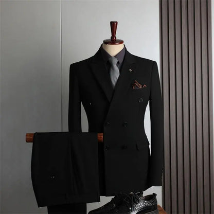 Men's 2-Piece Beaded Crystal Double Breasted Slim Fit Tuxedo Suit – Wedding Groom Dinner Prom